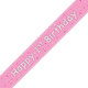 A 9ft pink banner with silver foil message for a 1st birthday, manufactured by Unique.