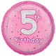 An 18 inch 5th Birthday Pink Glitz Foil Balloon, manufactured by Unique!