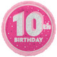 An 18 inch 10th Birthday Pink Glitz Foil Balloon, manufactured by Unique!