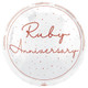 An 18 inch Happy Ruby Anniversary Script Foil Balloon, manufactured by Unique!