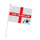 Small handheld waving flag with English flag and football design, manufactured by Hootyballoo.