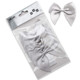 A pack of 6 Silver Satin Ribbon Bows, each one measuring 10cm!