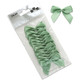 A pack of 12 5cm sage green satin ribbon bows.
