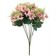 An artificial bunch of dusty pink daisies.