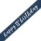 13th Birthday Glitz Navy Blue & Silver Foil Banner