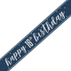 16th Birthday Glitz Navy Blue & Silver Foil Banner