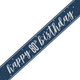80th Birthday Glitz Navy Blue & Silver Foil Banner