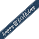 90th Birthday Glitz Navy Blue & Silver Foil Banner