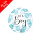 A 9 inch foil balloon with a blue watercolour design and 'it's a boy' message