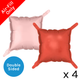 A pack of 4 14 inch Pink & Red Square Foil Balloon Panels, manufactured by Party Deco.