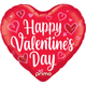An 18 inch Happy Valentine's Day Whimsy Hearts Foil Balloon, manufactured by Prima!