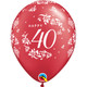 11 inch Ruby Red 40th Anniversary Damask Latex Balloons (6)