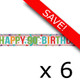 Pack of 6 90th Birthday Multi Colour Foil Banner - 2.7m (6)