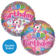 An 18 inch Happy Birthday Rainbow Unicorn Foil Balloon, manufactured by Sensations.