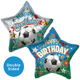 A 19 inch Happy Birthday Football Star Foil Balloon, manufactured by Sensations.
