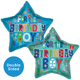A 19 inch For the Birthday Boy Blue Star Foil Balloon, manufactured by Sensations.