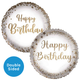An 18 inch Happy Birthday Gold Spots & Stars Foil Balloon, manufactured by Sensations.