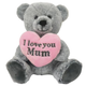 A 9 inch Grey I Love You Mum Bear Soft Toy.