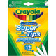 A pack of 12 Crayola Bright Super Tips Coloured Marker Pens.