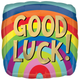 An 18 inch Good Luck Rainbow Square Foil Balloon, manufactured by Anagram.
