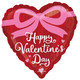 A 18 inch Valentine's Day Coquette Bows Heart Foil Balloon, manufactured by Anagram.