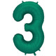 A 34 inch Bottle Green Number 3 Foil Balloon, manufactured by PartyDeco.