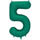 A 34 inch Bottle Green Number 5 Foil Balloon, manufactured by PartyDeco.