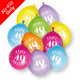 A pack of 10 9 inch Happy 40th Birthday Neck Up Assorted latex Balloons, manufactured by Unique. A pack of 10 9 inch Happy 40th Birthday Neck Up Assorted latex Balloons, manufactured by Unique.