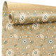 A roll of Regola green patterned natural kraft paper, manufactured by Clayrtons.