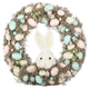 An Easter Pastel Eggs & Rabbit Face Wreath, measuring approx. 43cm.