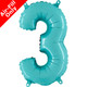 14 inch Pastel Blue Number 3 Foil Balloon (1)