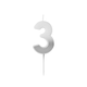 A Silver Ombre Number 3 Candle, measuring approx. 6.2cm.