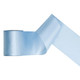 A spool of Light Misty Blue Satin Ribbon, measuring approx. 100mm x 25m.