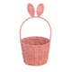 A pink Easter bunny basket with bunny ears.