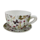 A Wild Flower Ceramic Teacup with Saucer.