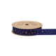 A spool of Dark Blue Gold Foil Star Velvet Ribbon, measuring approx. 25mm x 10m.