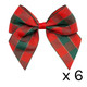 A Pack of 6 10cm Red & Green Tartan Self Adhesive Bows.