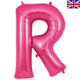 A 34 inch Oaktree Pink Letter R Foil Balloon, manufactured by Oaktree.