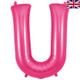 A 34 inch Oaktree Pink Letter U Foil Balloon, manufactured by Oaktree.