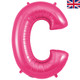 A 34 inch Oaktree Pink Letter C Foil Balloon, manufactured by Oaktree.