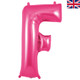 A 34 inch Oaktree Pink Letter F Foil Balloon, manufactured by Oaktree.