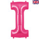 A 34 inch Oaktree Pink Letter I Foil Balloon, manufactured by Oaktree.