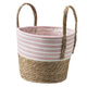 A Pink Stripe Medium Caspian Natural Basket, measuring approx. 26cm.