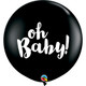 3ft Oh Baby! Black Latex Balloons (2)