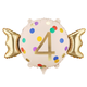 A 24 inch Age 4 Candy Shape Foil Balloon, manufactured by PartyDeco.