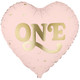 An 18 inch Light Pink One Heart Foil Balloon, manufactured by PartyDeco.