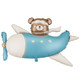 A 37 inch Bear in a Light Blue Plane Foil Balloon, manufactured by PartyDeco.