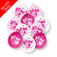 A retail pack of 10 9 inch Pink Birthday Girl Neck Up Assorted Latex Balloons, manufactured by Unique.