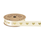 A reel of Ivory Golden Hearts Satin Ribbon, measuring approx. 25mm x 10m.