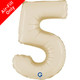 A 14 inch Cream Number 5 Satin Foil Balloon, manufactured by Grabo.